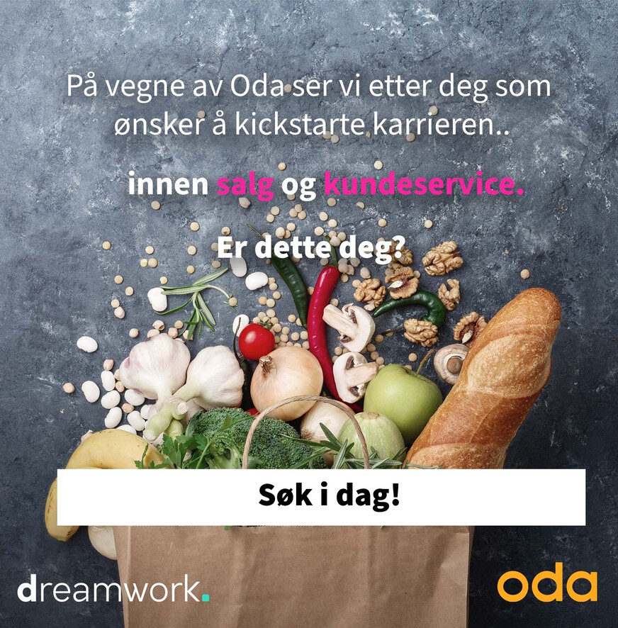 Vil du jobbe som kundekonsulent for Norges største matbutikk på nett?  Unik mulighet til å bygge erfaring på Oda!